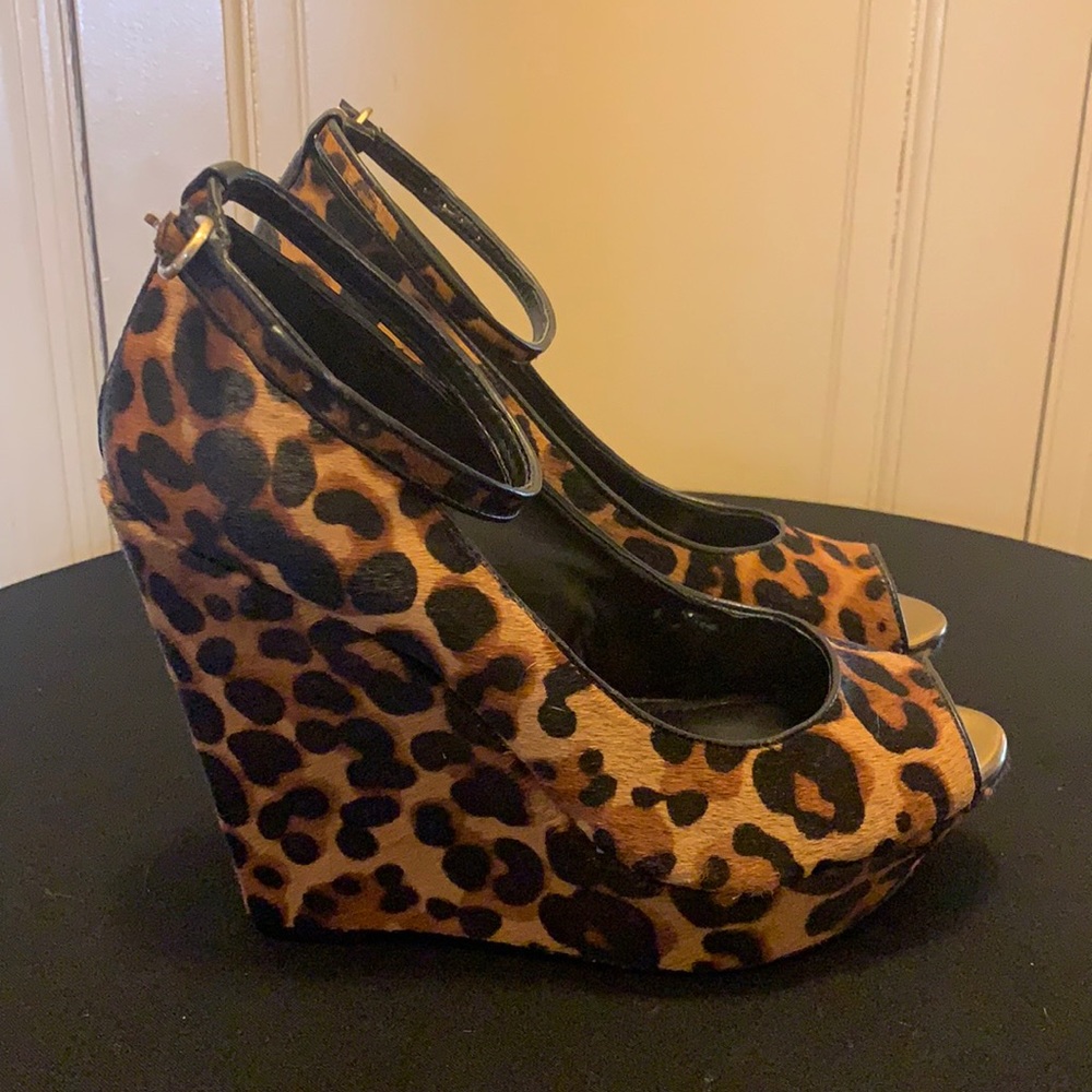 Jessica Simpson Pony Hair Cheetah Print Wedge Heel 8.5